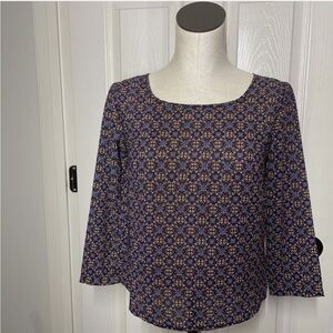 Japna Blue and Red 3/4 Sleeve Blouse